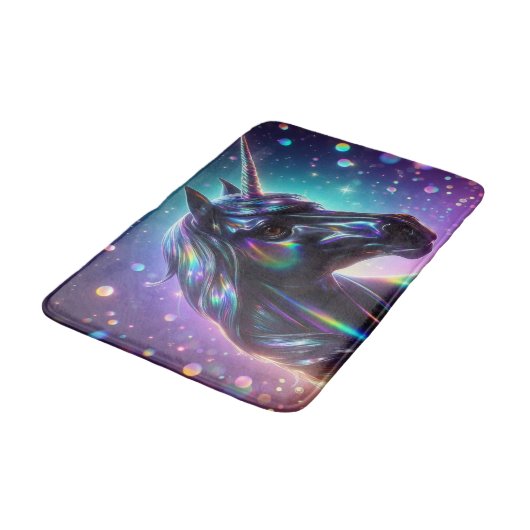 Einhorn im magischen Hintergrund Badematte (Schrägansicht)