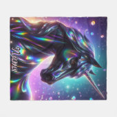 Einhorn im magischen Hintergrund Fleecedecke (Vorderseite (Horizontal))