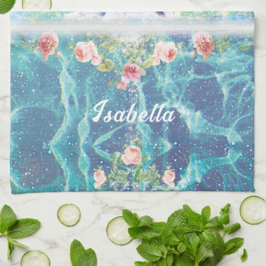 Einhorn im Paradies Personalisiert Geschirrtuch (Gefaltet)