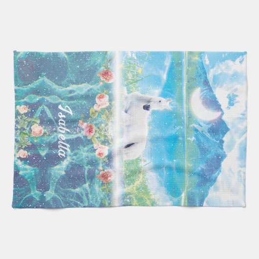 Einhorn im Paradies Personalisiert Geschirrtuch (Horizontal)