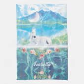 Einhorn im Paradies Personalisiert Geschirrtuch (Vertikal)