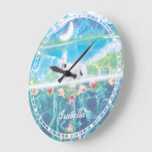 Einhorn im Paradies Personalisiert Große Wanduhr (Winkel)