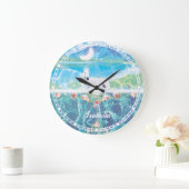 Einhorn im Paradies Personalisiert Große Wanduhr (Zuhause)