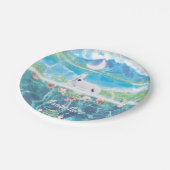 Einhorn im Paradies Personalisiert Pappteller (Schrägansicht)