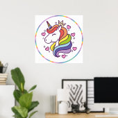 Einhorn im Rainbow Circle Kids Square Poster (Heimbüro)