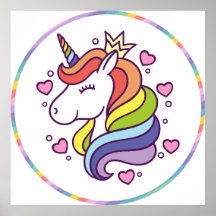 Einhorn im Rainbow Circle Kids Square Poster