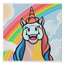 Einhorn im Regenbogen lachen
