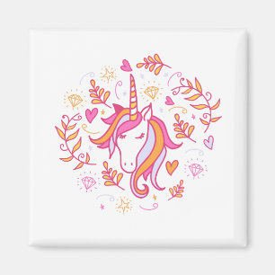 Einhorn im Rosa und in der Orange Magnet