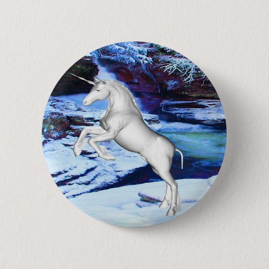 Einhorn im Schnee Button (Vorderseite)