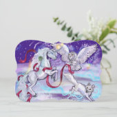 Einhorn im Schnee Einladung (Stehend Vorderseite)