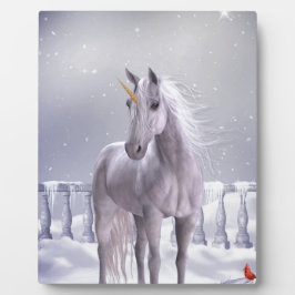 Einhorn im Schnee Fotoplatte