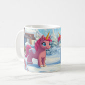 Einhorn im Schnee Kaffeetasse (Vorderseite Links)