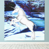 Einhorn im Schnee Leinwanddruck (Insitu (Holzboden))