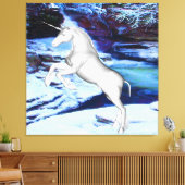 Einhorn im Schnee Leinwanddruck (Insitu (Wohnzimmer))