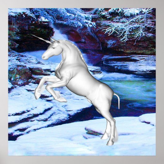 Einhorn im Schnee Poster (Vorne)