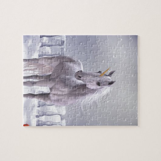 Einhorn im Schnee Puzzle (Horizontal)
