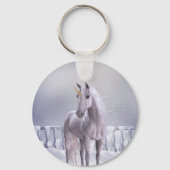 Einhorn im Schnee Schlüsselanhänger (Vorderseite)