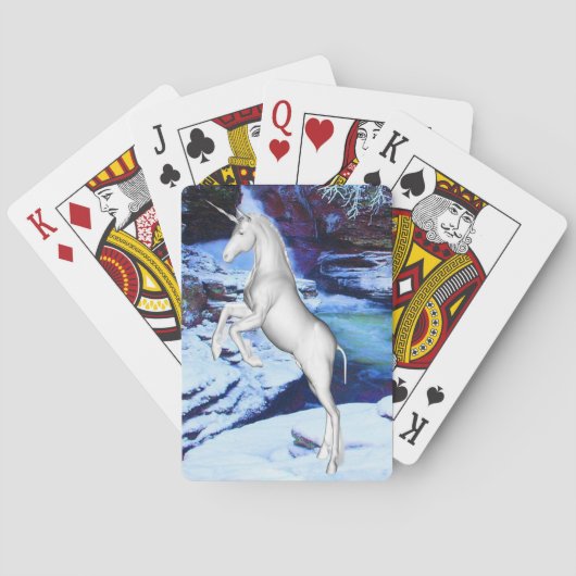 Einhorn im Schnee Spielkarten (Rückseite)