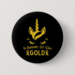 Einhorn im September tragen wir Goldkrebs im Kinde Button