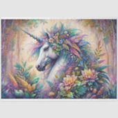 Einhorn im verzauberten Blumenwald Seidenpapier (Vorderseite)