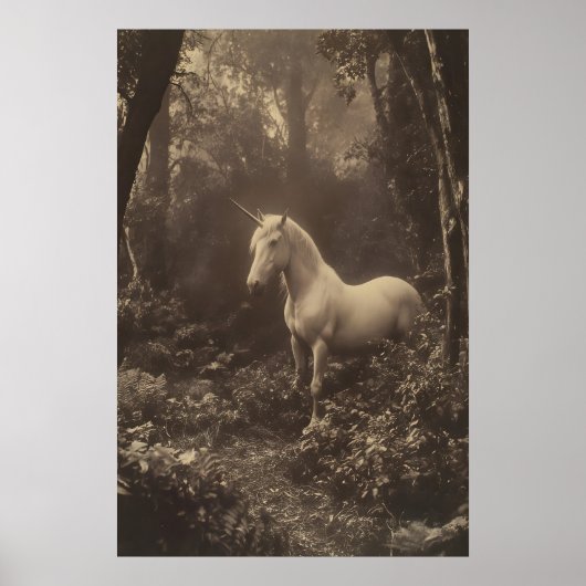 Einhorn im Wald Fotodruck Dark Academia Poster (Vorne)