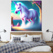 Einhorn im Wald Kunst Leinwanddruck (Insitu (Schlafzimmer))