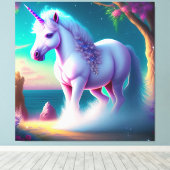 Einhorn im Wald Kunst Leinwanddruck (Insitu (Holzboden))