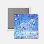 Einhorn im Wald Magnet (Vorderseite/Rückseite)