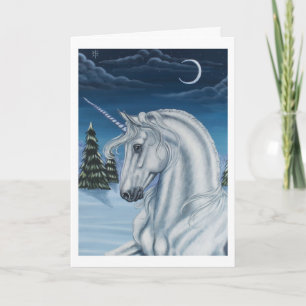 Einhorn im Winter Peace Card Feiertagskarte