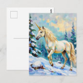 Einhorn im Winter Postkarte (Vorne/Hinten)
