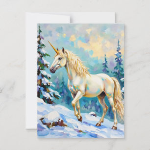 Einhorn im Winter Postkarte