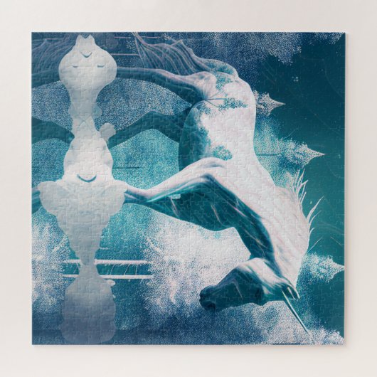 Einhorn im Winterpuzzle Puzzle (Horizontal)