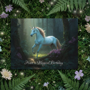 Einhorn im Zauberwald Geburtstag Postkarte