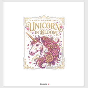 Einhorn in blühendem stilvollen Zazzle-Design_1 Aufkleber