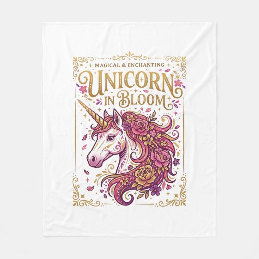 Einhorn in blühendem stilvollen Zazzle-Design_1 Fleecedecke (Vorderseite)