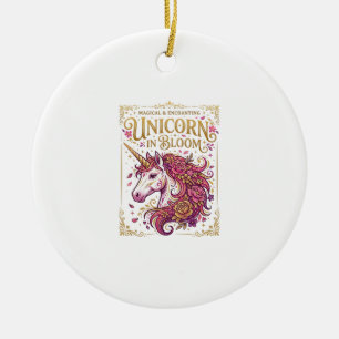 Einhorn in blühendem stilvollen Zazzle-Design_1 Keramik Ornament