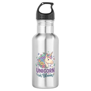 Einhorn in Blüte Fettgedruckte Typografie Druck au Edelstahlflasche