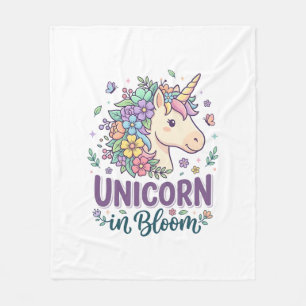 Einhorn in Blüte Fettgedruckte Typografie Druck au Fleecedecke