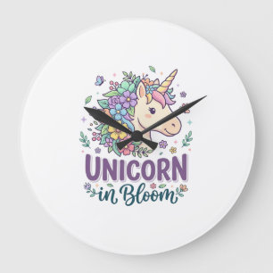 Einhorn in Blüte Fettgedruckte Typografie Druck au Große Wanduhr