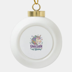 Einhorn in Blüte Fettgedruckte Typografie Druck au Keramik Kugel-Ornament