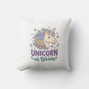 Einhorn in Blüte Fettgedruckte Typografie Druck au Kissen