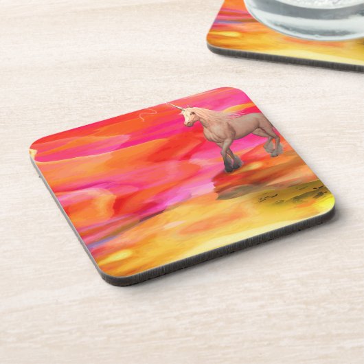 Einhorn in der gestrichenen Wüste Getränkeuntersetzer (Linke Seite)