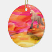 Einhorn in der gestrichenen Wüste Keramik Ornament (Links)