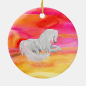 Einhorn in der gestrichenen Wüste Keramik Ornament (Hinten)