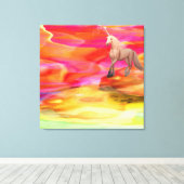 Einhorn in der gestrichenen Wüste Leinwanddruck (Insitu (Holzboden))