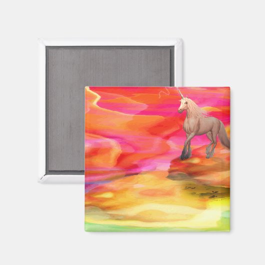 Einhorn in der gestrichenen Wüste Magnet (Vorderseite/Rückseite)