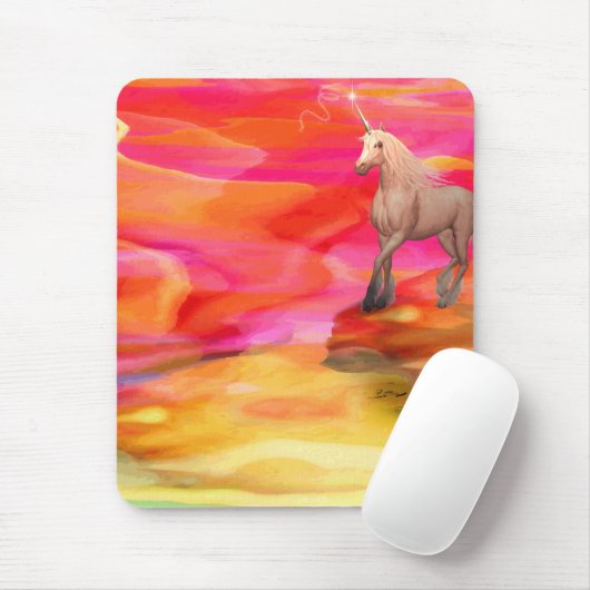 Einhorn in der gestrichenen Wüste Mousepad (Mit Mouse)