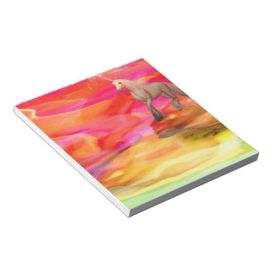 Einhorn in der gestrichenen Wüste Notizblock (angewinkelt)