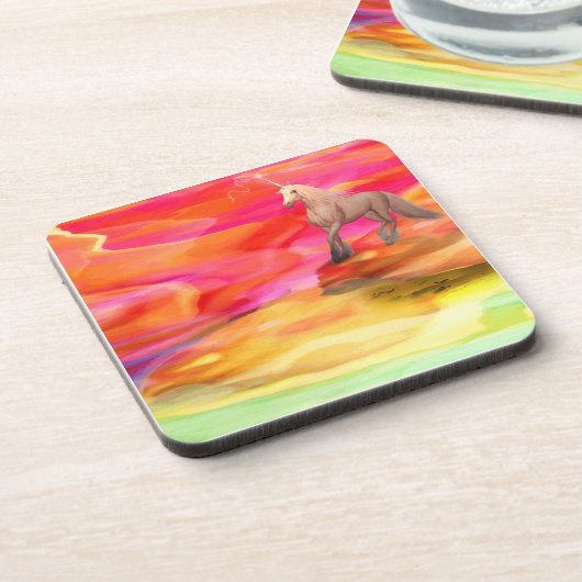 Einhorn in der gestrichenen Wüste Untersetzer (Linke Seite)