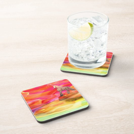 Einhorn in der gestrichenen Wüste Untersetzer (Rechte Seite)